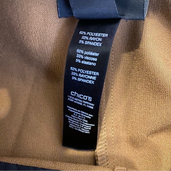 Chico's So Slimming Brown Pants Women's Sz 2/Large Short Straight Leg Flat Front - Picture 9 of 16